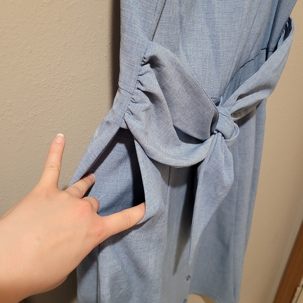 Blue midi pocket dress